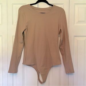 Nuuds Women’s Long Sleeved Ribbed Bodysuit - Sand